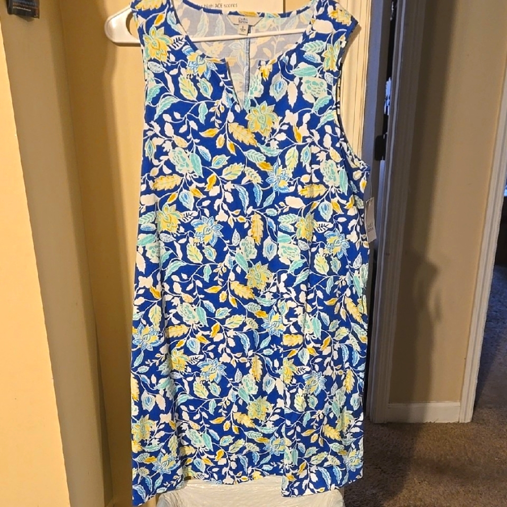 NWT Floral Sleeveless Dress - Blue and Yellow